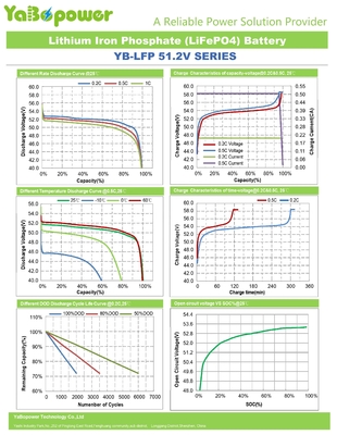 Batería profunda del ciclo 48V Lifepo4 para la bici eléctrica BMS Smart 100Ah YB-LF51100