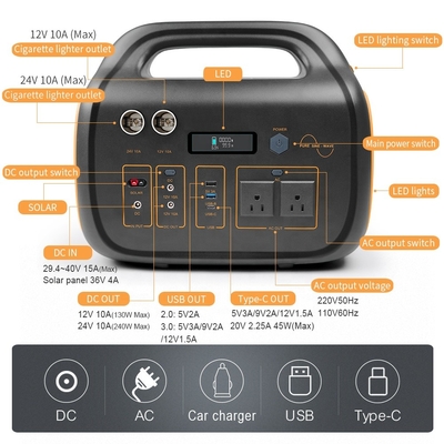 Generador solar de iones de litio Banco de energía 720.72Wh CA 220V 110V 600W Estación de energía solar portátil