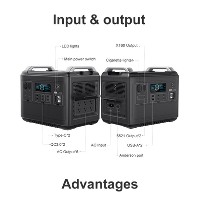 Sube la estación de energía portátil de litio Lifepo4 Solar 2000W 1000 Watt bidireccional rápido