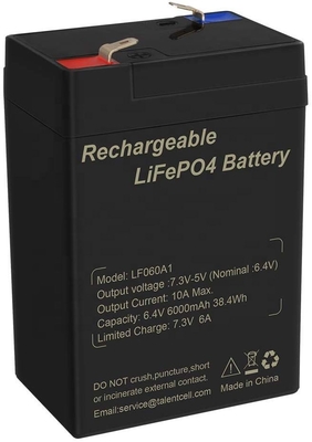 Litio 6V 6Ah 6.4V de la batería LiFePO4 del ciclo profundo del fosfato del hierro del litio para los juguetes UPS