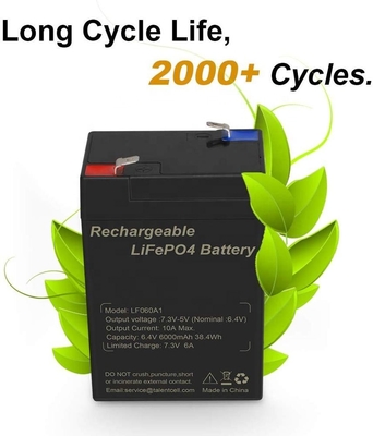 Litio 6V 6Ah 6.4V de la batería LiFePO4 del ciclo profundo del fosfato del hierro del litio para los juguetes UPS